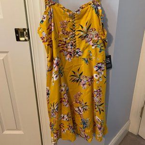 Express Yellow Floral Print Dress